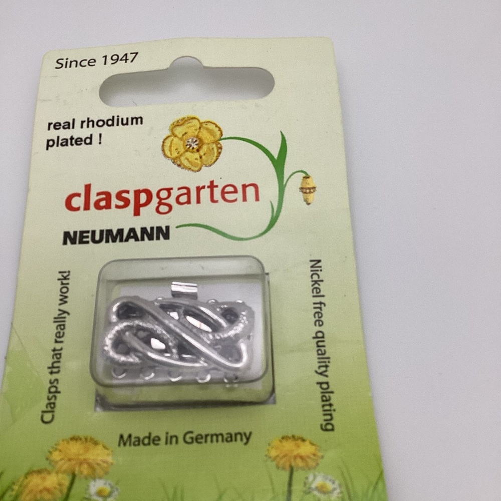 25x12mm rhodium plated 5 strand clasp